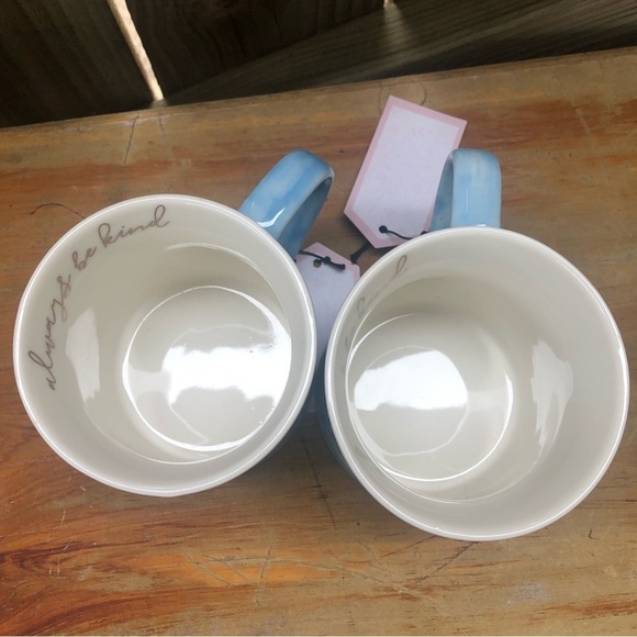 Set of 2 Belle Maison Always Be Kind Blue & White Floral Coffee Mugs with Tags - Picture 5 of 7